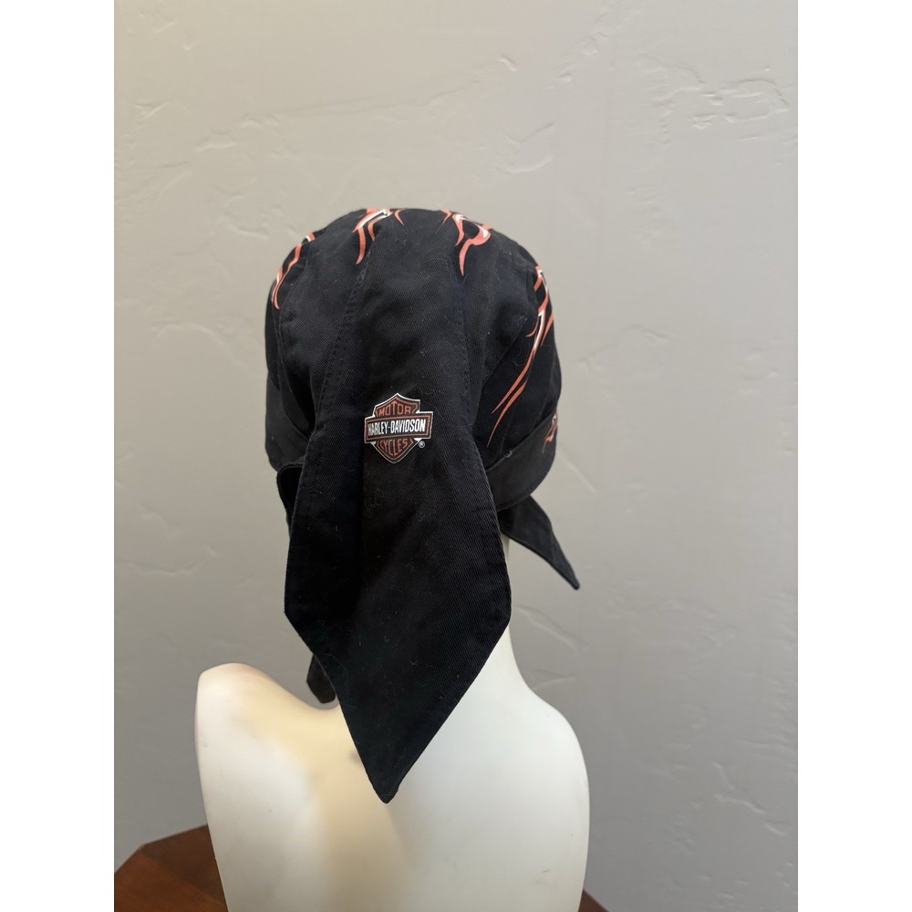 Harley Davidson Flame Doo Rag Biker Head Wrap Cap Mesh Lining Embroidered Logo